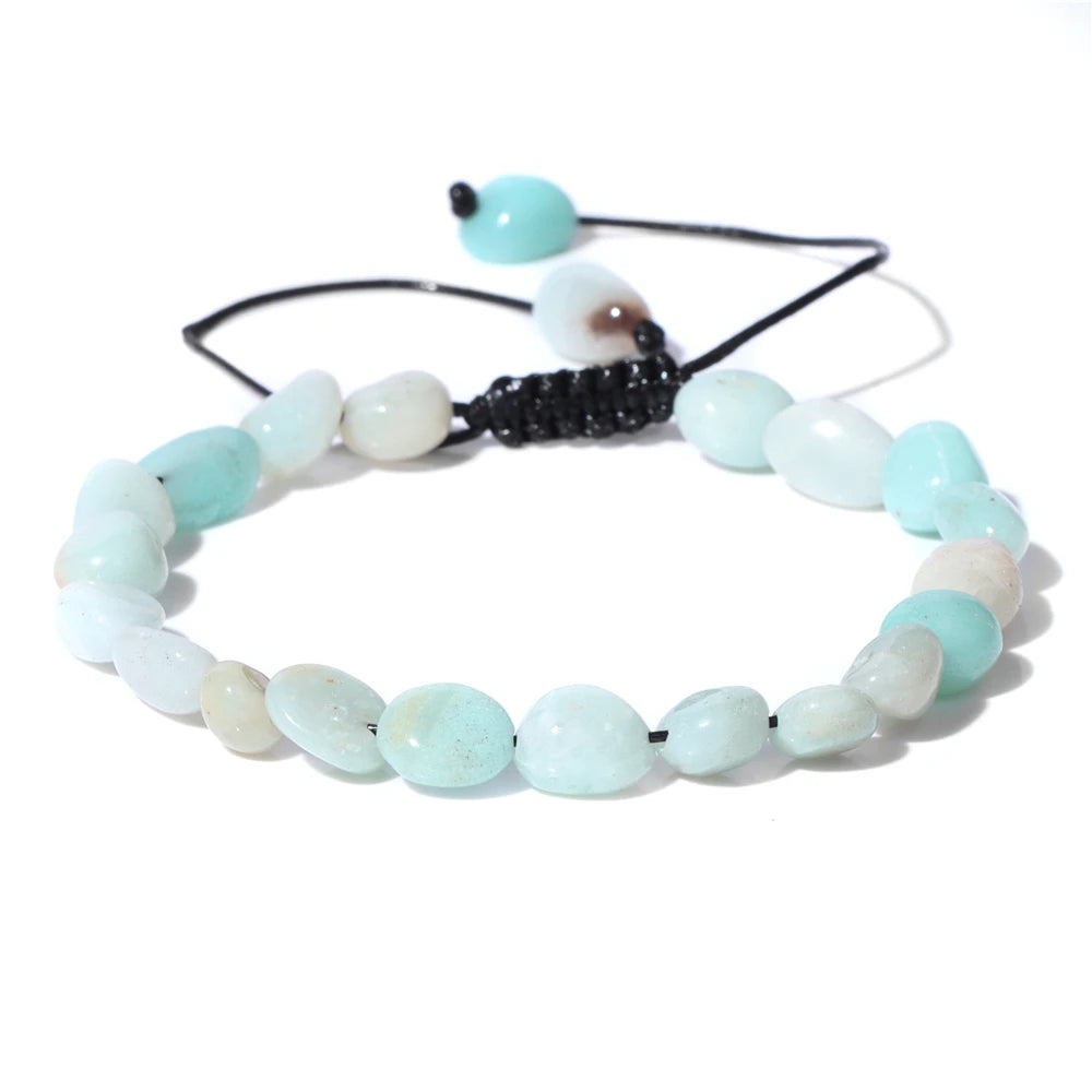 luckacco natural crystal gravel stone bracelets for women healing irregular amethysts lapis lazuli rose quartzs chain bracelet jewelry