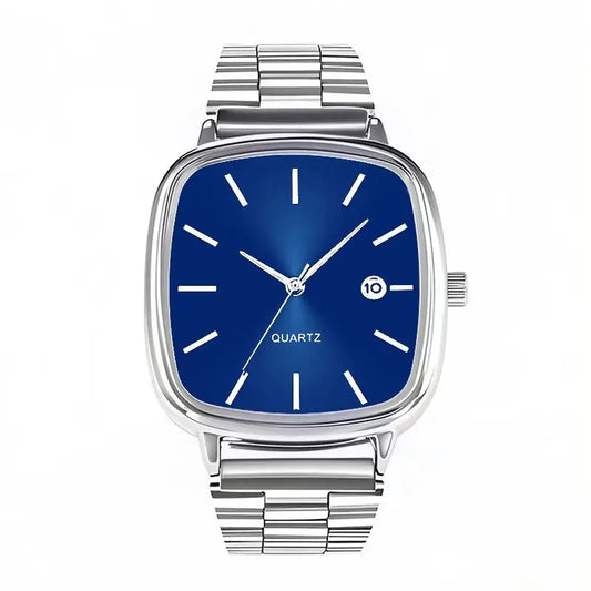 Luckacco Fashion Brand Men Watch Steel Strap Business Calendar Quartz Watches Luxury Wristwatches Gift  Big Dial Clock