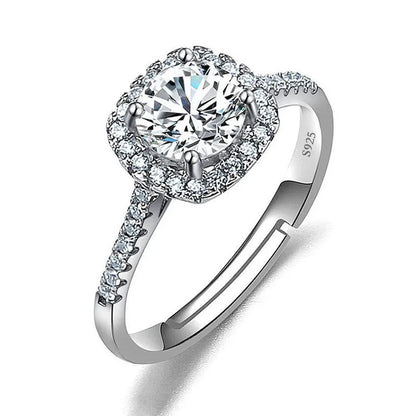 Luckacco Never Fade Luxury Classic 18K White Gold Color Ring Solitaire 2 Carat Zirconia Diamant Wedding Band Women Jewelry Accessories