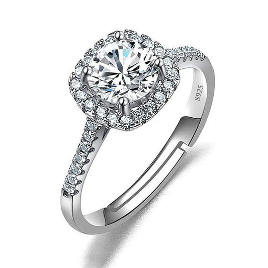 Luckacco Never Fade Luxury Classic 18K White Gold Color Ring Solitaire 2 Carat Zirconia Diamant Wedding Band Women Jewelry Accessories
