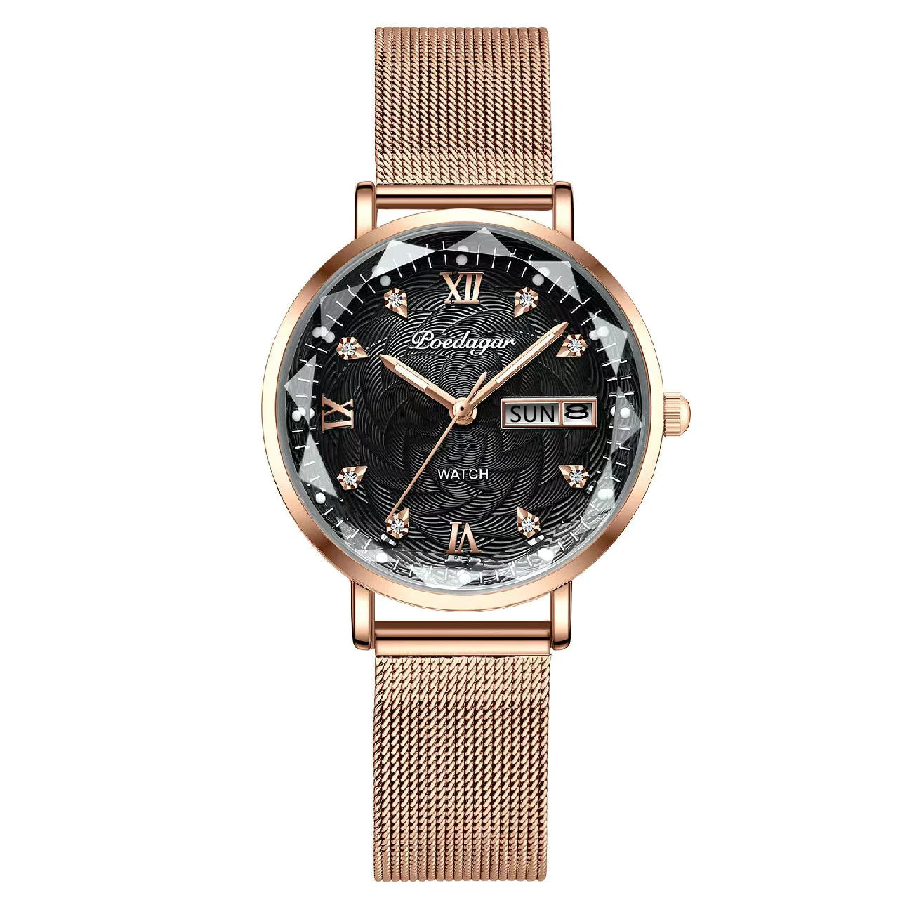 luckacco poedagar elegant luxury women watch waterproof luminous date week ladies watches fashion stainless steel quartz woman wristwatch