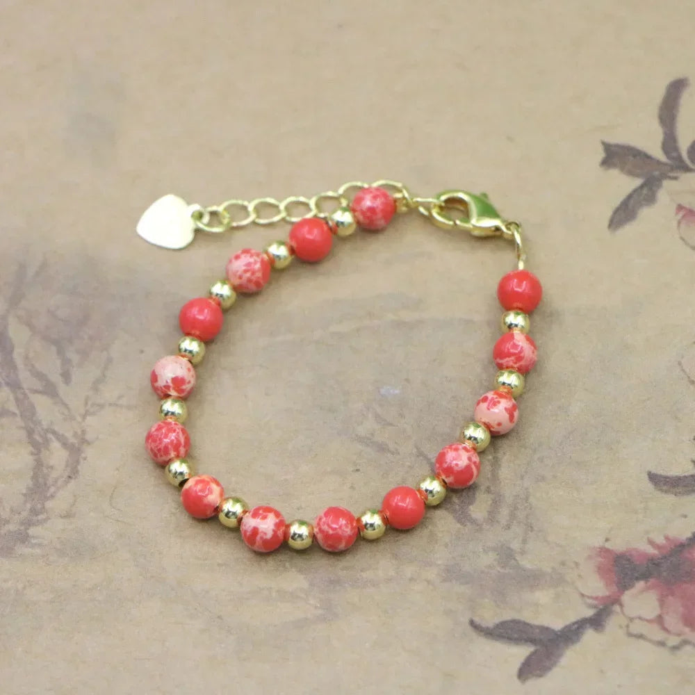 luckacco lovely fashion natural stone bead bracelet baby girls lobster clasp accessories girls yoga christmas wedding gift jewelry charm