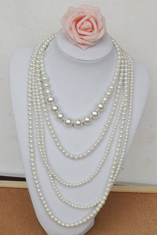 Luckacco Multilayered Imitation Pearl Necklace for Woman Luxury Jewelry High Quality Fashion Woman Necklaces