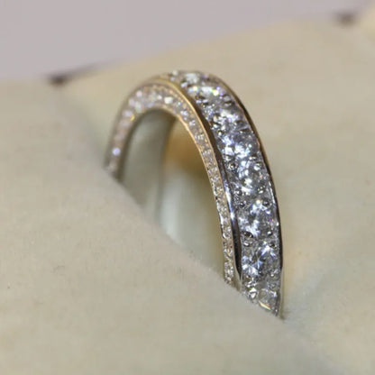 Luckacco Elegant Silver Color Inlaid with White Zircon Rings Luxury Fashion Party Engagement Wedding Rings for Women Jewelry