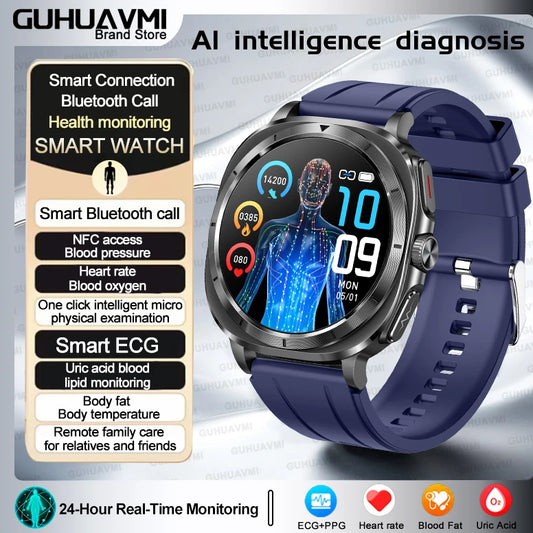 Luckacco 2025 New High-End Health Care Watch 7 Ultra Smart Watch Men ECG+PPG Uric Acid Blood lipids Body analysis BT Call NFC Smartwatchs