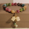 Luckacco Exquisite Natural Stone Bracelet Elegant Lily of The Valley Flower Pendant Elastic Beaded Bracelets for Women Party Jewelry Gift