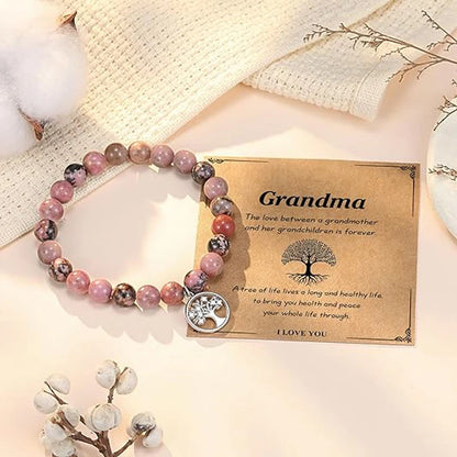 Luckacco Tree of Life Bracelet for Women Lady,  Natural Stone Bracelet Gifts for Grandma, Birthday Christmas Wedding Mothers' Day Gifts