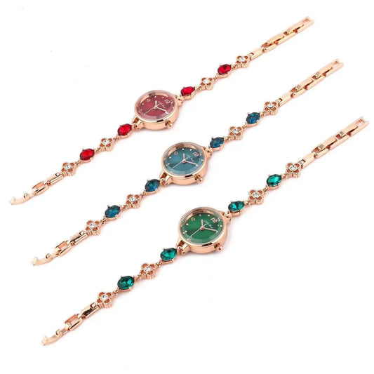 Luckacco Women's Fashion Quartz Small Green Watches Simple and Waterproof Female's Bracelet Watch Ladies Jade Wristwatch Clock