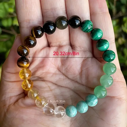 Luckacco 8mm Natural Stone Beaded Bracelet for Women Lucky Attract Love Wealth Good Luck Colorful Bracelet Jewelry Birthday Gift