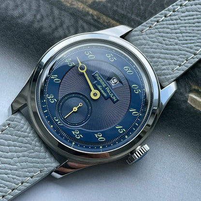 Luckacco Spot goods NEW Pierre Paulin Jumping Hour Men Watch Salmon Dial Automatic St17 Mechanical Watch Vintage Date Window 38mm