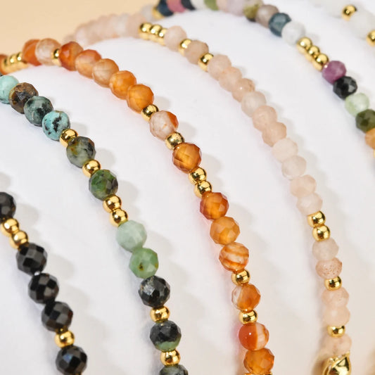Luckacco shop's pick Thin Natural Stone African Turquoises Beads Bracelet Women Bohe Colorful Energy Yoga Meditation Strand Bracelets Friendship