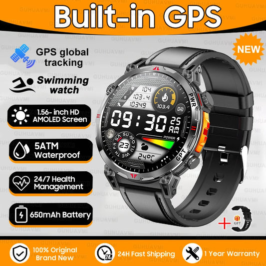 Luckacco New Military T-Rex 3 Bluetooth Call Smart Watch GPS Compass Barometric Altimeter 10ATM Waterproof Sports Smart Watch