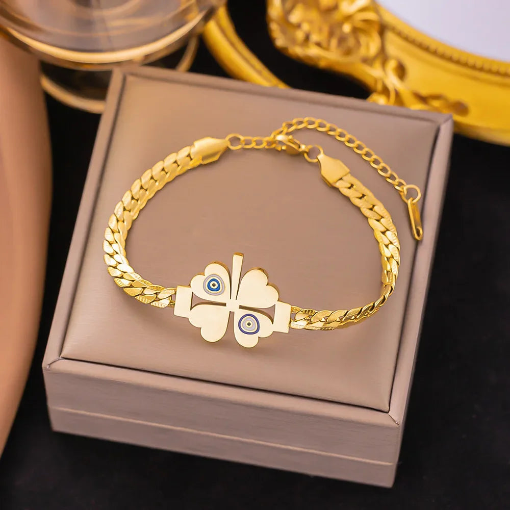 luckacco 2024 trendy creative personality gold color stainless steel world tree bracelet for women luxury inlay crystal bangle jewelry