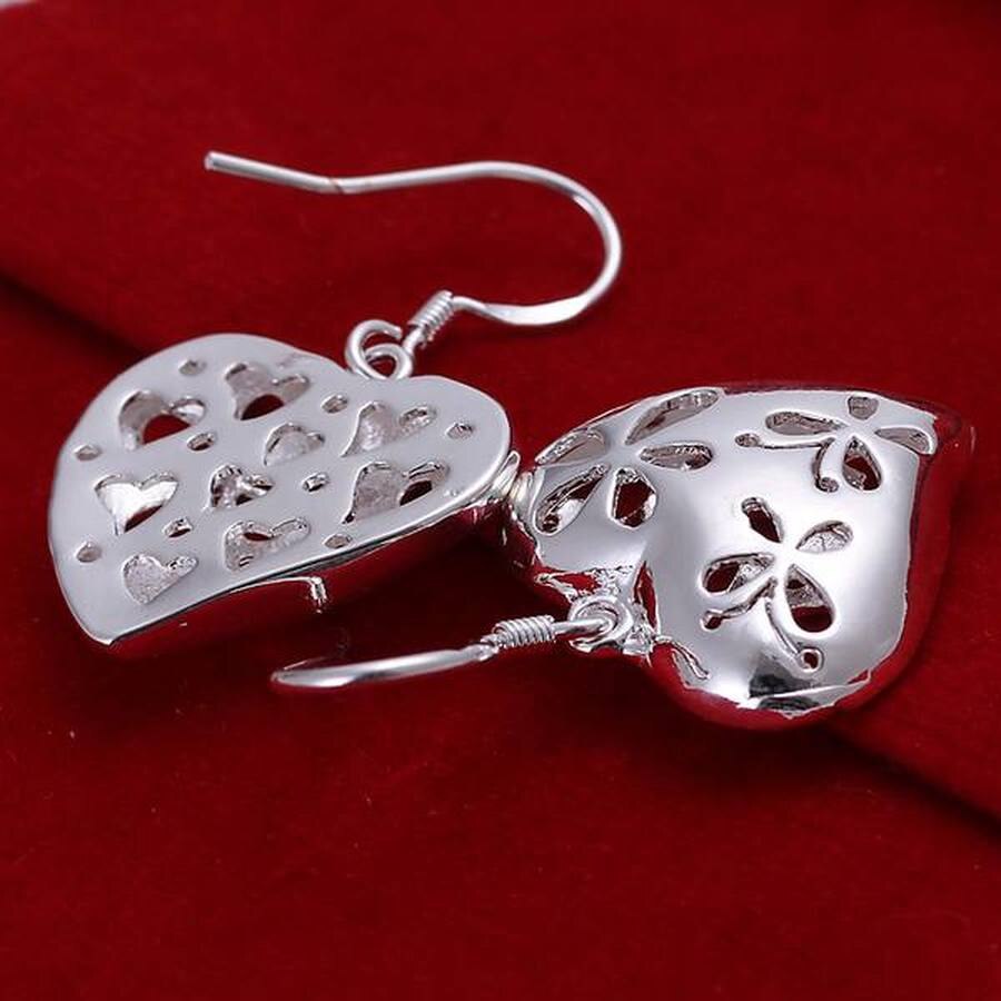 925 Stamp Silver Earring wedding women charm  heart design lovely nice valentine gift High quality Jewelry free shipping - luckacco