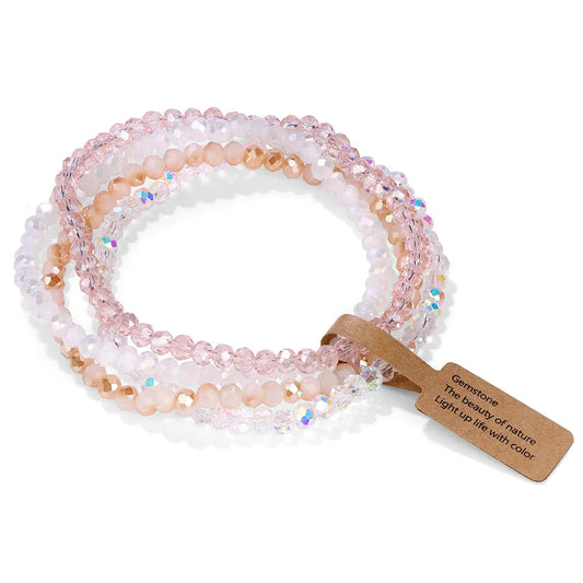 Luckacco Handmade Women Crystal Beaded Bracelet Set 3x4mm Round Glass Beads Stretch Bracelets Female Girls Boho Bangles Jewelry Gift