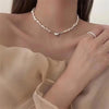 Luckacco Korean Fashion Pearl Chain Choker Necklace for Women Girls 2022 Trend Jewelry Heart Pendant Necklace Bridal Engagement