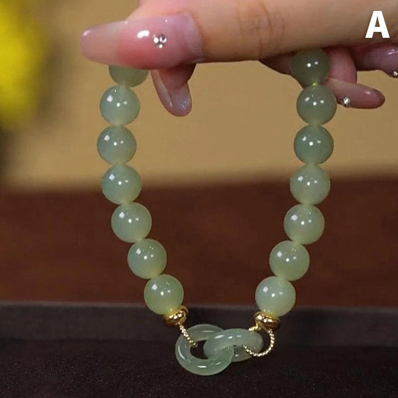 luckacco summer valentine's day gift love heart jade beads charm bracelet for women girl fashion natural bracelet to love jewelry gifts