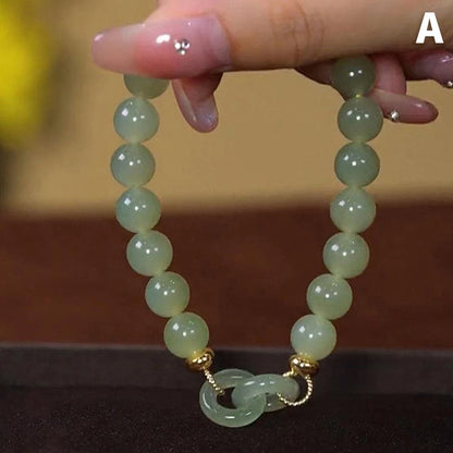 Luckacco Summer Valentine's Day Gift Love Heart Jade Beads Charm Bracelet for Women Girl Fashion Natural Bracelet To Love Jewelry Gifts