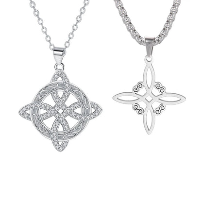 Luckacco YILUOCD Magic Witch Knot Zirconia Pendant Necklace Witchcraft  Good Luck Amulet Wicca Protection Jewelry For Women