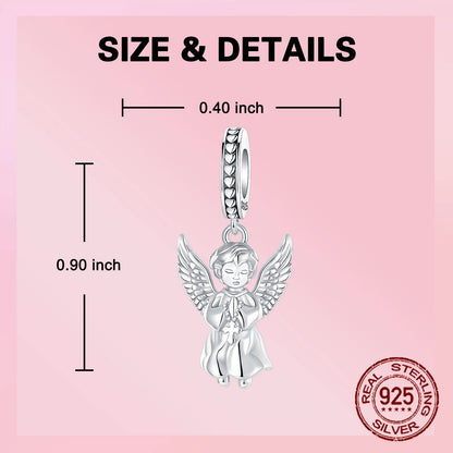 Luckacco 925 Sterling Silver Guardian Angel Wing Religion Peace Pendant Charm Fit Original Charms Bracelets Women DIY Jewelry Gift