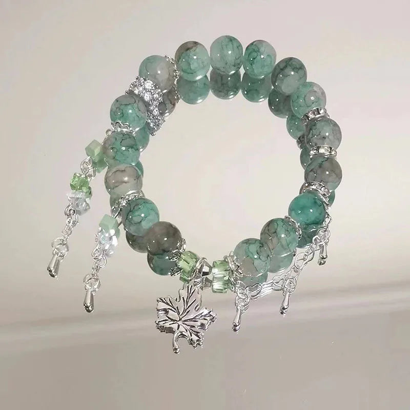 luckacco star bead imitation glass bracelet for girls' christmas, colorful and trendy atmosphere, high-end and versatile bracelet gifts