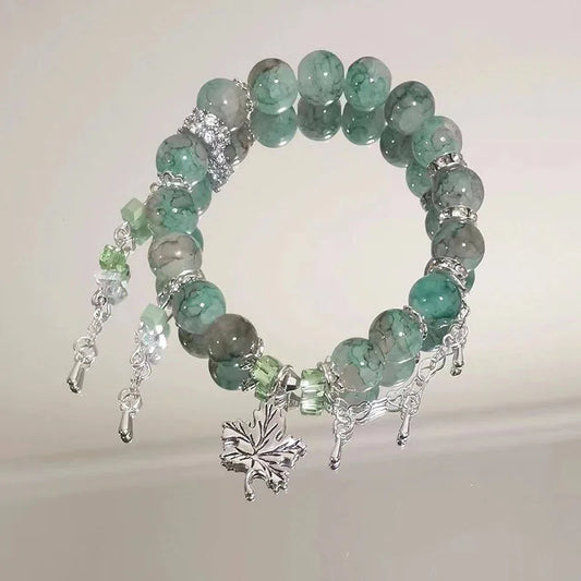 Luckacco Star Bead Imitation Glass Bracelet for Girls' Christmas, Colorful and Trendy Atmosphere, High-End and Versatile Bracelet Gifts