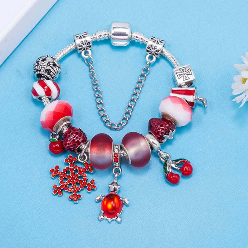 luckacco romantic tower aircraft charm bracelet for women with crystal diy beads pendants bracelet high-quality jewelry