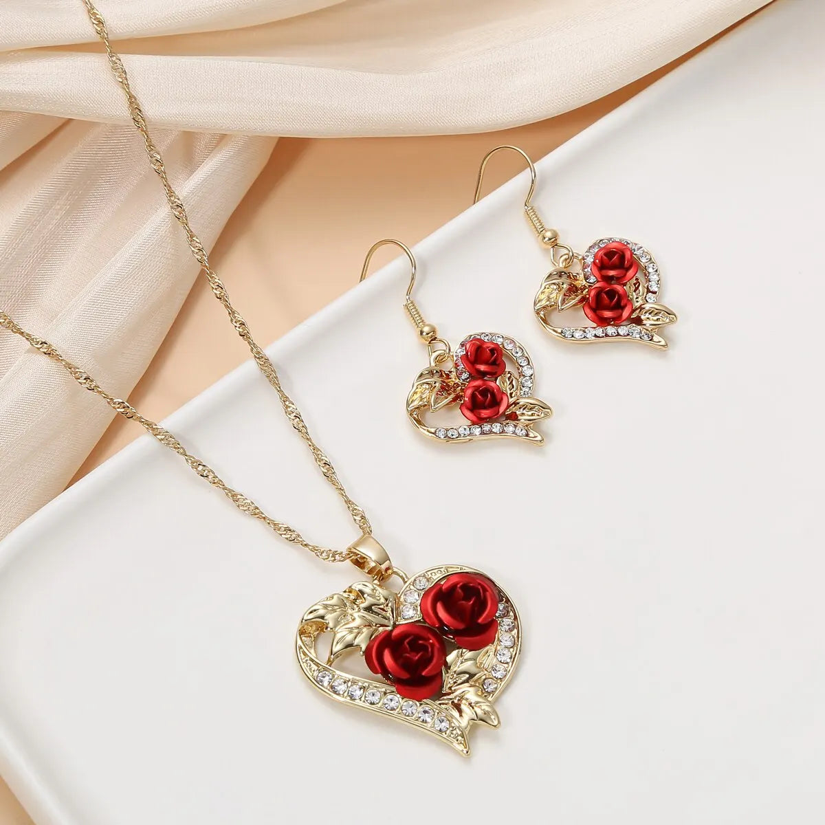 luckacco creative love rose heart pendant necklace for women exquisite zircon forever necklace romantic valentines day jewelry