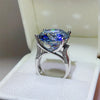 Luckacco Solitaire Huge 20Ct Blue Moissanite Diamond Ring 925 Sterling Silver Party Wedding Band Rings for Women Men Engagement Jewelry