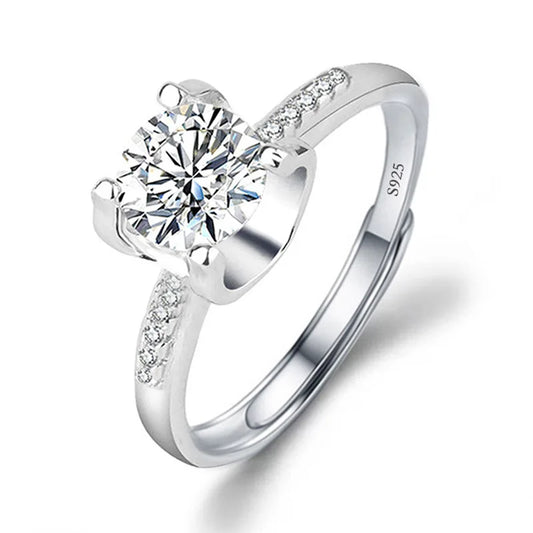 Luckacco Never Fade Luxury Classic 18K White Gold Color Ring Solitaire 2 Carat Zirconia Diamant Wedding Band Women Jewelry Accessories