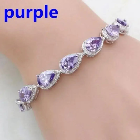 Luckacco Exquisite Shiny Tennis Ball Shape Crystal Zircon Bracelet for Women Fashion Evening Party Jewelry Girls Gift