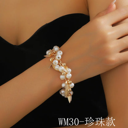 Luckacco Europe and the United States selling fashionable Bohemian glass crystal mixed color multi-layer beaded chain bracelet women