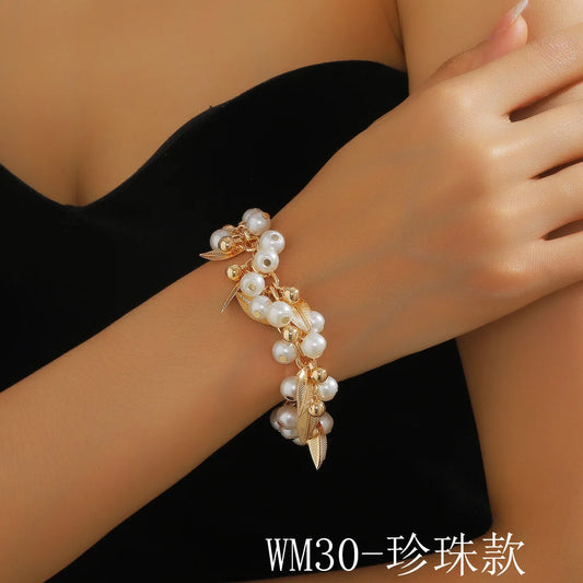Luckacco Europe and the United States selling fashionable Bohemian glass crystal mixed color multi-layer beaded chain bracelet women