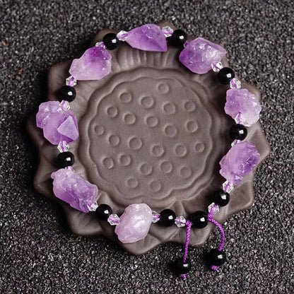 Luckacco Natural Amethyst Beaded Stretch Bracelet Simple Fashionable Irregular Women's Bracelet Valentine's Day Gift