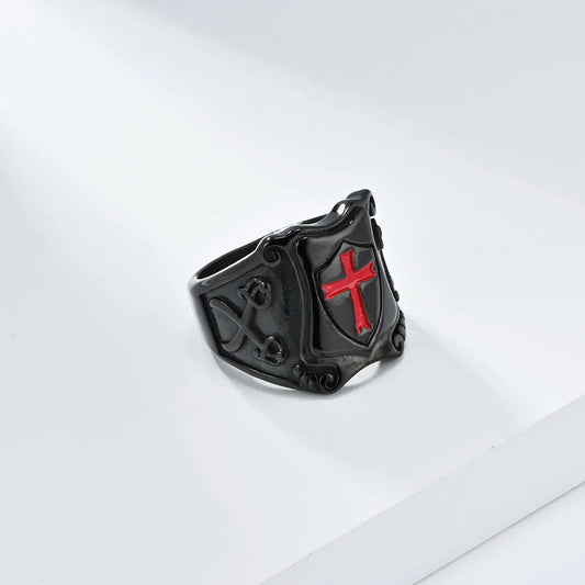 Luckacco Vintage Exorcism Saint Benedict Cspb Cross Ring Men Punk Amulet Christianity Rings Stainless Steel Jewelry Gift