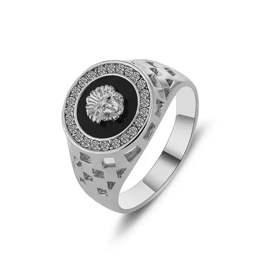 Luckacco Creative Medusa Ring for Men Inlaid with Zircon Fashion Domineering Rings Female Punk Style Jewelry Couple Gift