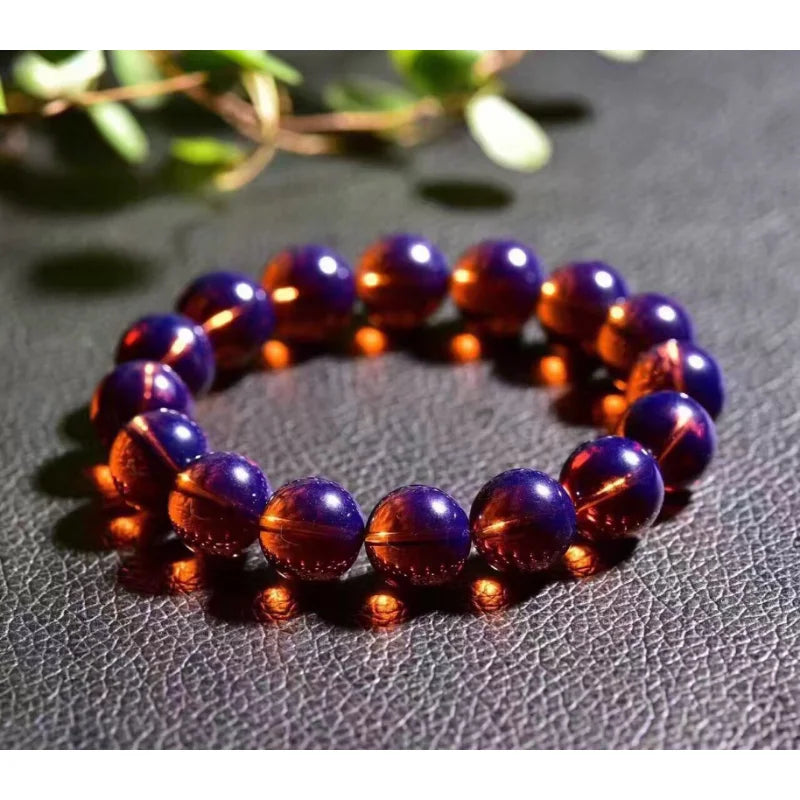 luckacco dominican violet blue amber bracelet men's and women's single circle buddha bead wax amber bracelet