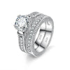 Luckacco Elegant Wedding Engagement Couple Rings Set 925 Sterling Silver Color Anniversary Accessory With Full Shiny Cubiz Zircon Stone