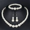 Luckacco Pearl jewelry set Women's necklace earrings bracelet three-piece set for mother gift beautiful wedding photo accessories