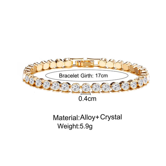 Luckacco Luxury Crystal Tennis Bracelets For Women Wedding Gift Gold Silver Color Metal Roman Chain Bracelets Cubic Zirconia Jewelry