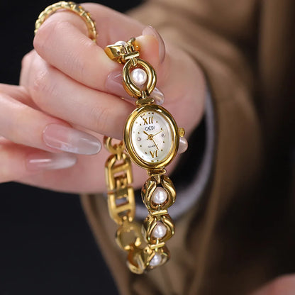 Luckacco Ladies Watch Light Luxury Brand National Style Zulu Green Bracelet Advanced Bead Waterproof Women Fashion Quartz Wristwatches