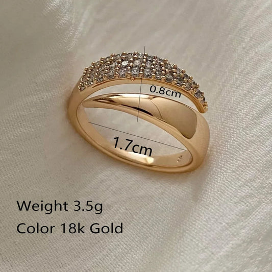Luckacco 2025 New Stainless Steel 18 K Gold Plated Sun Rings for Women Natural Stone Inlaid in Hollow Metal Texture Ring Trendy Jewelry