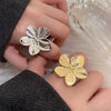 Luckacco New Gold Color Flower Ring for Women Simple Temperament Party Fashion Trendy Charm Waterproof Jewelry Gifts