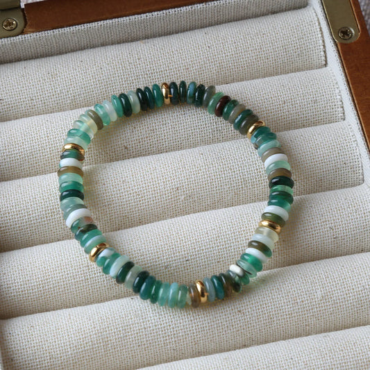 Luckacco Summer Cool Elastic Bracelet Color Beads Dopamine Girl Versatile Natural Stone Bead Trend 2024 New