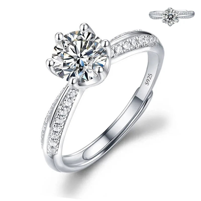 luckacco never fade luxury classic 18k white gold color ring solitaire 2 carat zirconia diamant wedding band women jewelry accessories