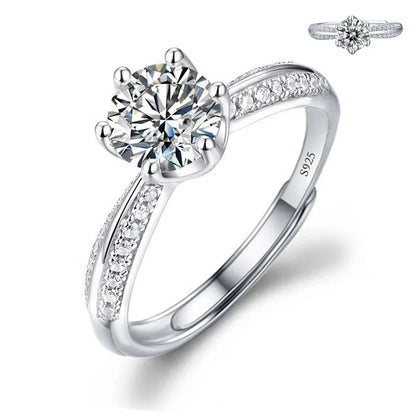 Luckacco Never Fade Luxury Classic 18K White Gold Color Ring Solitaire 2 Carat Zirconia Diamant Wedding Band Women Jewelry Accessories