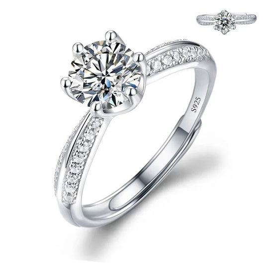 Luckacco Never Fade Luxury Classic 18K White Gold Color Ring Solitaire 2 Carat Zirconia Diamant Wedding Band Women Jewelry Accessories