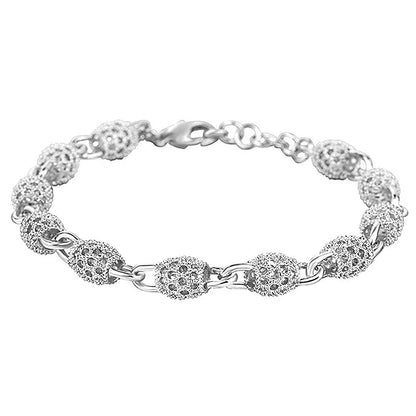 Luckacco 925 Silver Flower Beads Charm Bracelets For Women Hollow Ball Silver Bracelet Adjustable Wedding Party Jewelry Gifts
