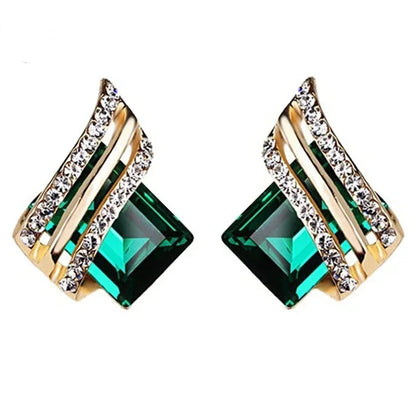 Luckacco Fashion Gold-plated Zircon Earrings Crystal Earrings Engagement Earrings for women Princess Jewelry Birthday Anniversary Gifts