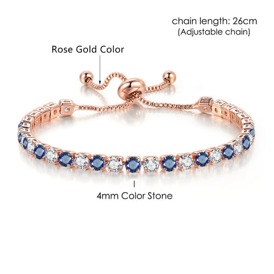 Luckacco Adjustable Multicolor Tennis Bracelets For Women Ladies Wedding Rainbow Colorful Zircon Charm Bracelet Hand Chain Jewelry DZH043